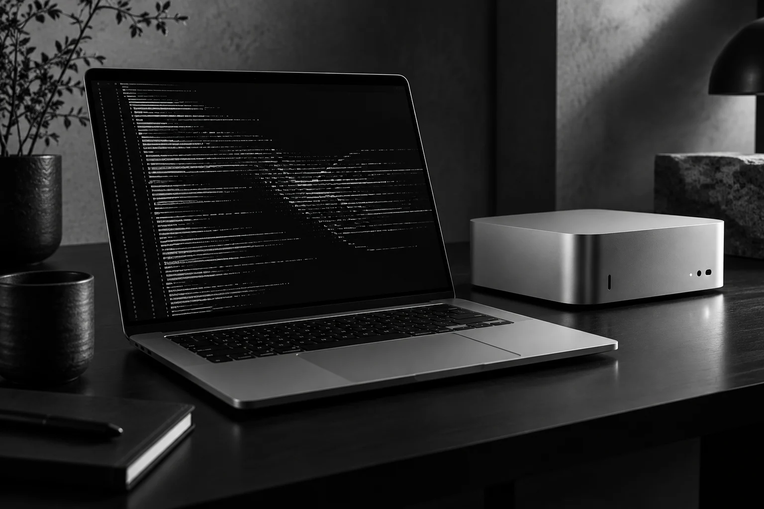 Monochrome AI-generated editorial artwork